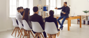 Employees sitting together in an office